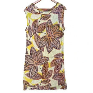Trina Turk Women’s Yellow‎ Zinnia Floral Jersey Vacation Nefertiti Dress Medium
